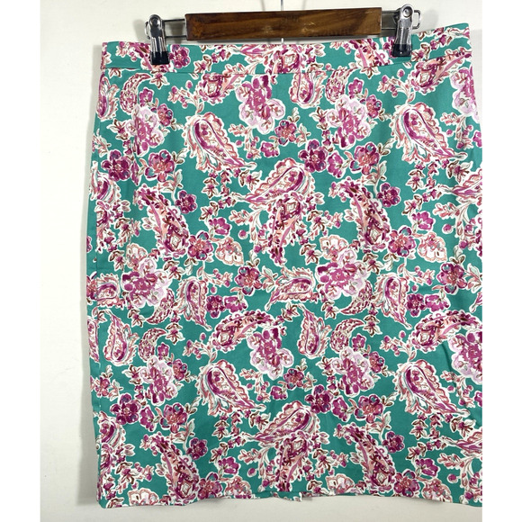 J Crew Pencil Skirt Sz 12 Mint Green Floral Paisley Preppy Tailored NEW Corpcore - Picture 6 of 14